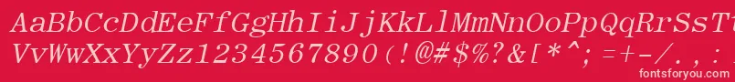RomanfixedwidthItalic-Schriftart – Rosa Schriften auf rotem Hintergrund