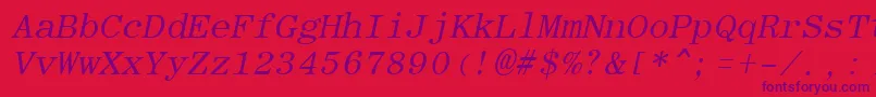 Saiba mais sobre a fonte RomanfixedwidthItalic Fonte RomanfixedwidthItalic – fontes roxas em um fundo vermelho
