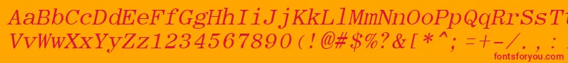 RomanfixedwidthItalic Font – Red Fonts on Orange Background