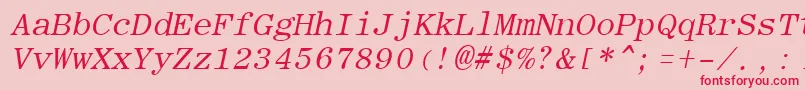 RomanfixedwidthItalic Font – Red Fonts on Pink Background