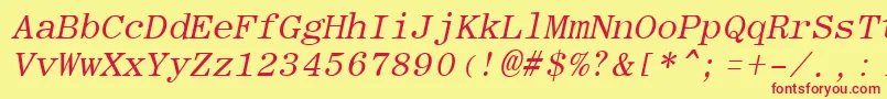 RomanfixedwidthItalic Font – Red Fonts on Yellow Background