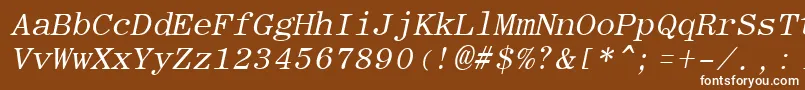 Fonte RomanfixedwidthItalic – fontes brancas em um fundo marrom