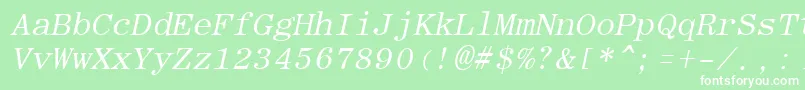 Czcionka RomanfixedwidthItalic – białe czcionki na zielonym tle