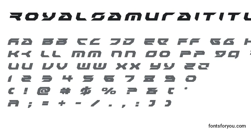 A fonte Royalsamuraititleital – alfabeto, números, caracteres especiais