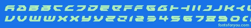 Royalsamuraititleital-Schriftart – Grüne Schriften auf blauem Hintergrund