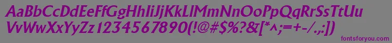 AlbertaBoldItalic-fontti – violetit fontit harmaalla taustalla