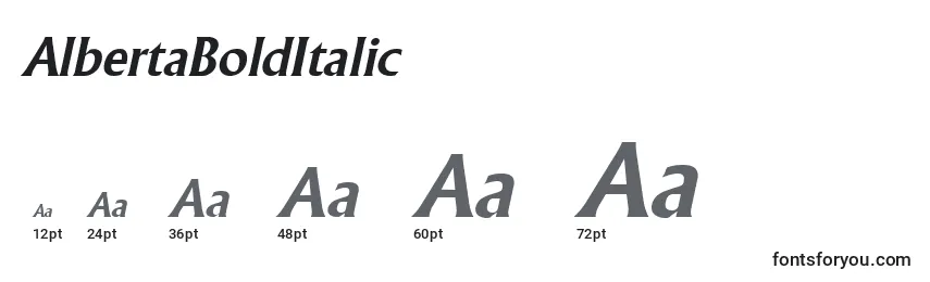 Размеры шрифта AlbertaBoldItalic