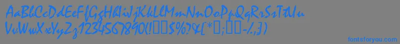 フォントWaifssk – 灰色の背景に青い文字