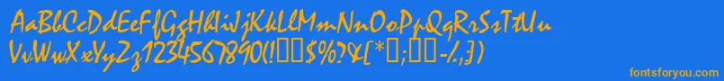 Waifssk-Schriftart – Orangefarbene Schriften auf blauem Hintergrund