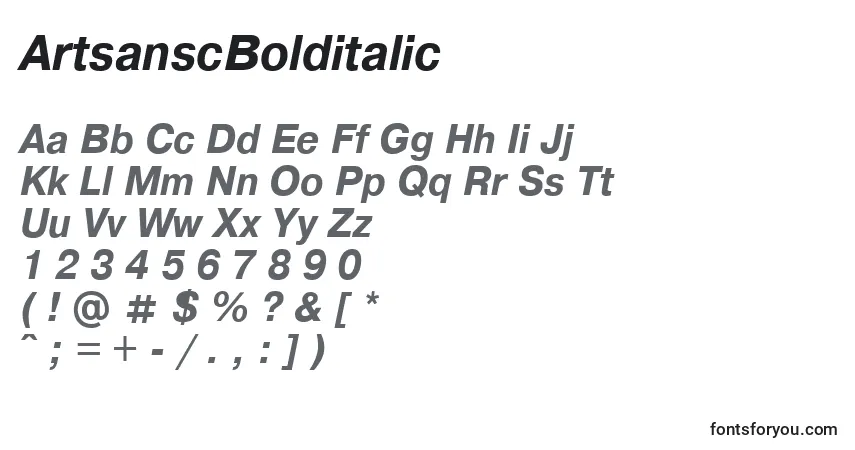 ArtsanscBolditalicフォント–アルファベット、数字、特殊文字
