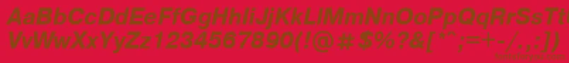 ArtsanscBolditalic-Schriftart – Braune Schriften auf rotem Hintergrund