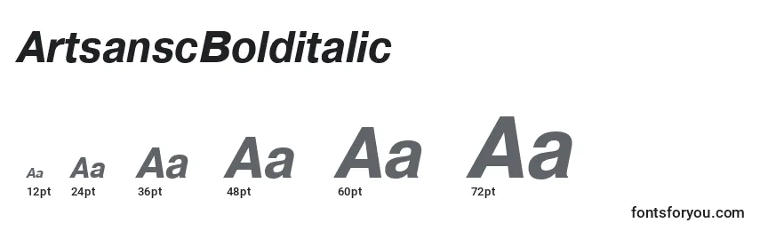 Размеры шрифта ArtsanscBolditalic