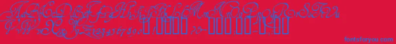 1610CancellarescaLim Font – Blue Fonts on Red Background