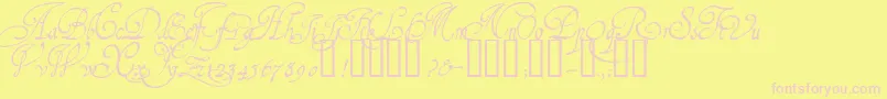 1610CancellarescaLim Font – Pink Fonts on Yellow Background