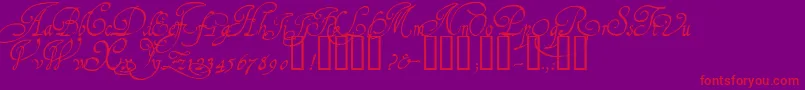 1610CancellarescaLim Font – Red Fonts on Purple Background