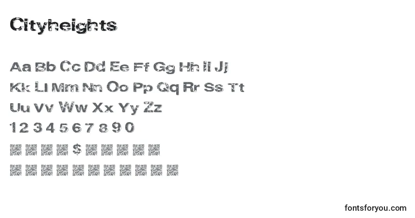 Schriftart Cityheights – Alphabet, Zahlen, spezielle Symbole