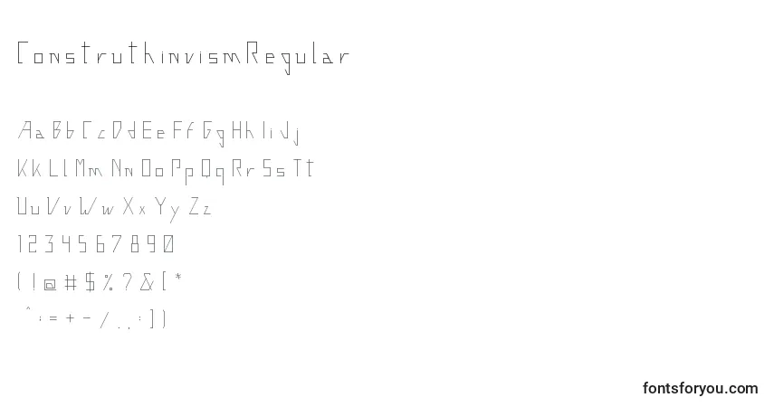 Czcionka ConstruthinvismRegular – alfabet, cyfry, specjalne znaki
