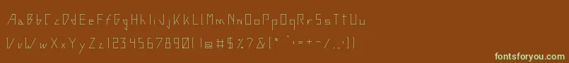 フォントConstruthinvismRegular – 緑色の文字が茶色の背景にあります。