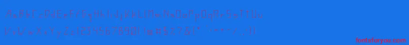 フォントConstruthinvismRegular – 赤い文字の青い背景
