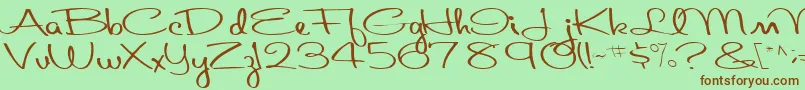 Шрифт AboutRegularTtnorm – коричневые шрифты на зелёном фоне