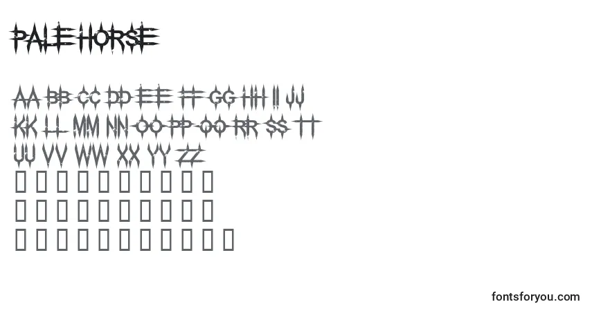 Czcionka Palehorse – alfabet, cyfry, specjalne znaki