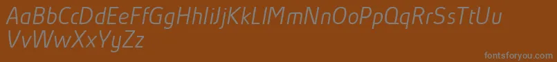 Czcionka AbsolutProLightItalicReduced – szare czcionki na brązowym tle