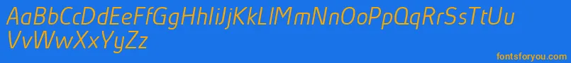 AbsolutProLightItalicReduced Font – Orange Fonts on Blue Background