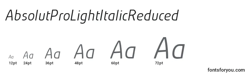 Размеры шрифта AbsolutProLightItalicReduced (28375)