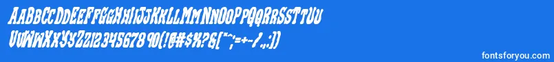 Weitere Informationen zur Blackgunkboldital-Schriftart Blackgunkboldital-Schriftart – Weiße Schriften auf blauem Hintergrund