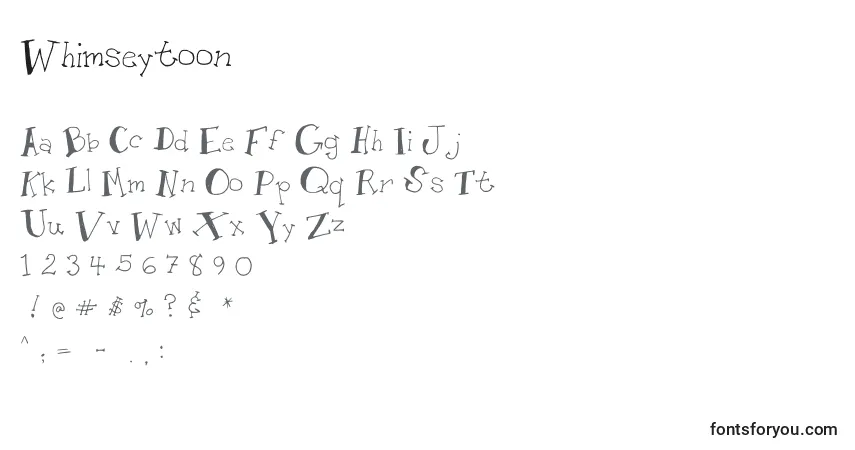 Schriftart Whimseytoon – Alphabet, Zahlen, spezielle Symbole