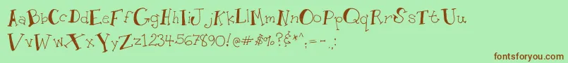 Шрифт Whimseytoon – коричневые шрифты на зелёном фоне