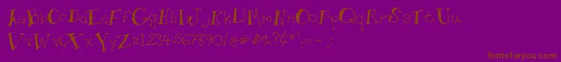 Whimseytoon-Schriftart – Braune Schriften auf violettem Hintergrund