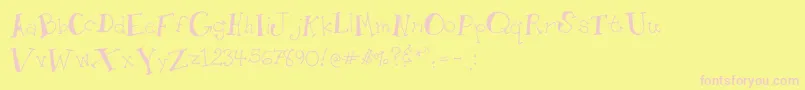 Whimseytoon-Schriftart – Rosa Schriften auf gelbem Hintergrund
