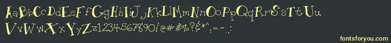 フォントWhimseytoon – 黒い背景に黄色の文字