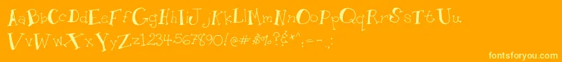 Whimseytoon-Schriftart – Gelbe Schriften auf orangefarbenem Hintergrund