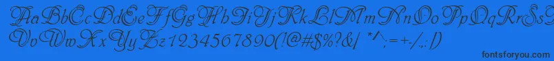 Phyllisinid-Schriftart – Schwarze Schriften auf blauem Hintergrund