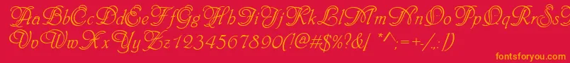 Phyllisinid-Schriftart – Orangefarbene Schriften auf rotem Hintergrund