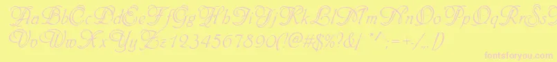 Phyllisinid-Schriftart – Rosa Schriften auf gelbem Hintergrund