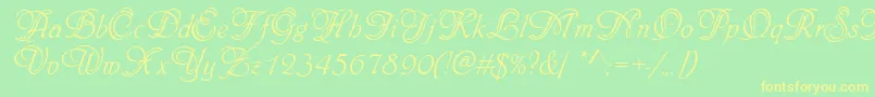 Phyllisinid-Schriftart – Gelbe Schriften auf grünem Hintergrund