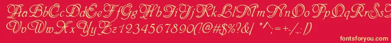 Phyllisinid-Schriftart – Gelbe Schriften auf rotem Hintergrund