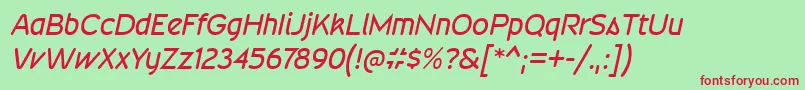 WevlirgItalic Font – Red Fonts on Green Background