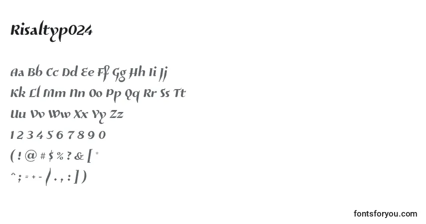A fonte Risaltyp024 – alfabeto, números, caracteres especiais