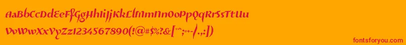 Risaltyp024-Schriftart – Rote Schriften auf orangefarbenem Hintergrund