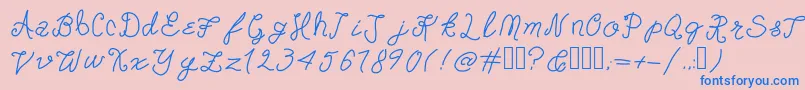Więcej informacji o czcionce DoorknobDaydreams Czcionka DoorknobDaydreams – niebieskie czcionki na różowym tle