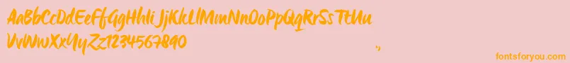 OrigoTrial-Schriftart – Orangefarbene Schriften auf rosa Hintergrund