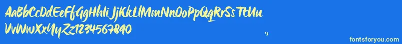 OrigoTrial Font – Yellow Fonts on Blue Background