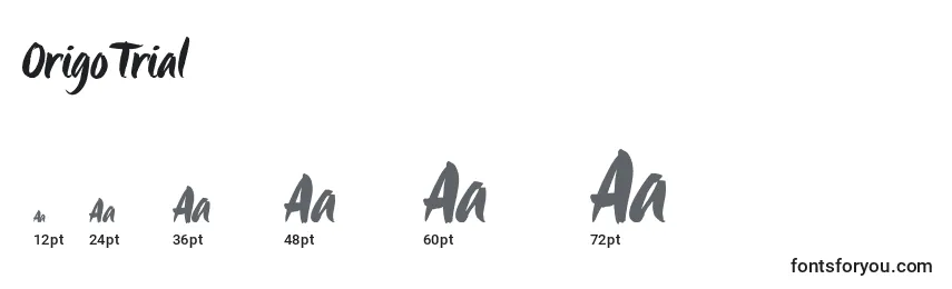 OrigoTrial Font Sizes