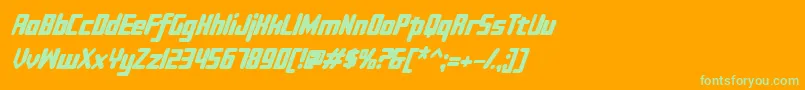 Sujeta Bold Italic-Schriftart – Grüne Schriften auf orangefarbenem Hintergrund