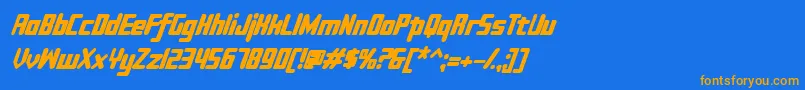 フォントSujeta Bold Italic – オレンジ色の文字が青い背景にあります。