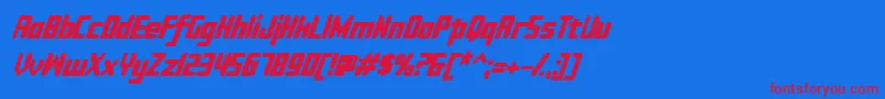 Sujeta Bold Italic-Schriftart – Rote Schriften auf blauem Hintergrund